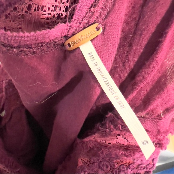 Free People Wine Angel Crochet Lace Mini Boho Cocktail Dress OB479564 M - Picture 5 of 16